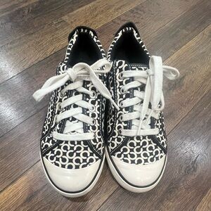 Coach Monogram Black and Cream Sneakers